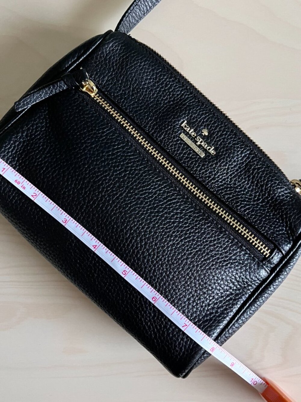 Kate Spade Black Pebble Leather Crossbody Purse with Gold Accents - Picture 3 of 10